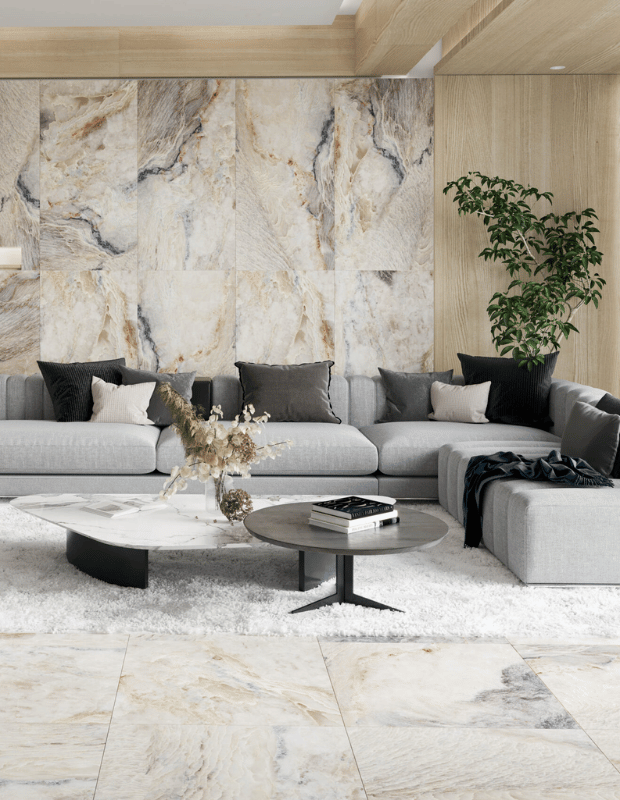 Flint Stone Gold 1 Gresie porțelanată Flint Stone Gold 60x120, model mat, rectificat - imagine 1