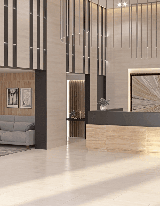 Travertino Gold 1 Gresie porțelanată Travertino Gold 60x120, model mat, rectificat - imagine 1